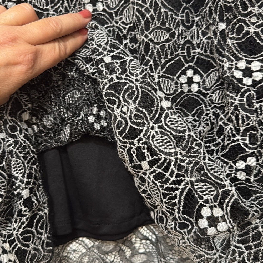 LuLaRoe Lola Black and White Lace Midi Skirt - Picture 4 of 4
